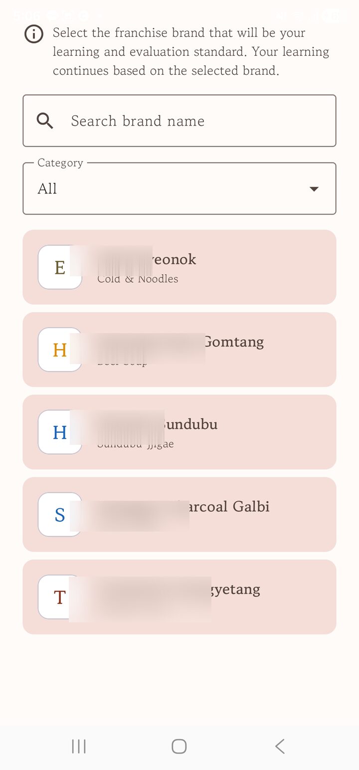 Choosing a brand (names hidden)